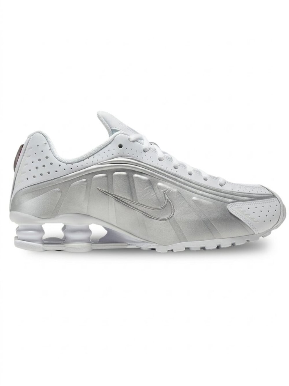 Nike Shox R4 'Metallic Silver' White Sneakers, Size 7 NIB